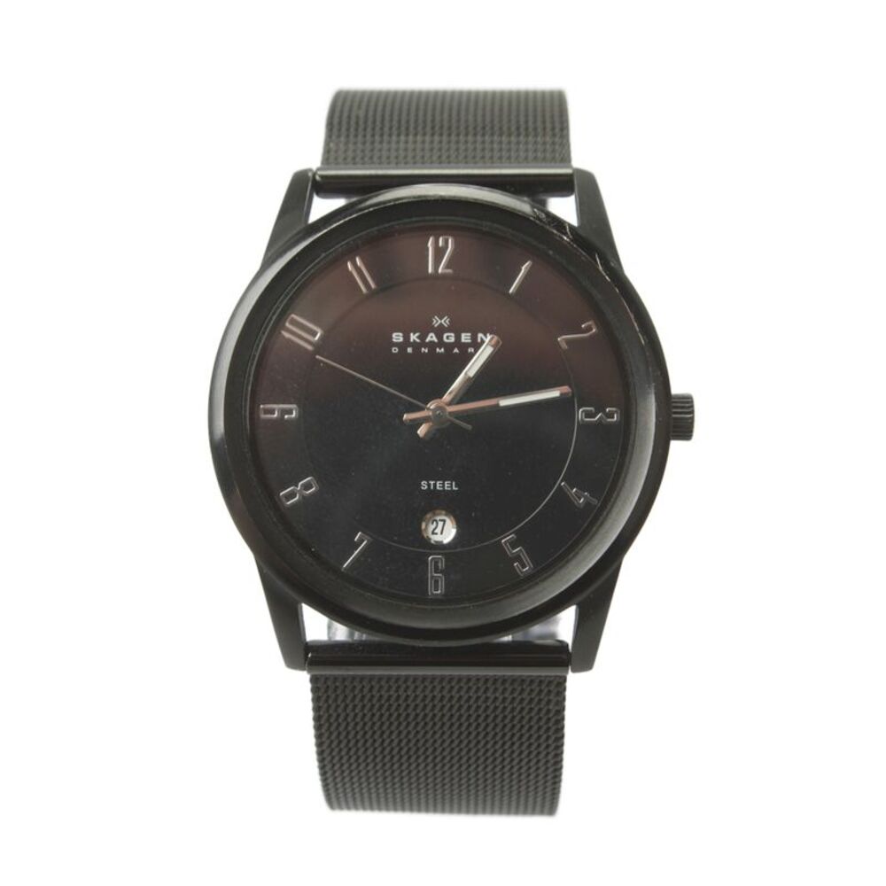 Skagen Mens Black Stainless Steel 124XLBBB Quartz Watch 37mm